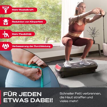 Платформа для вібрацій Sportstech 4D VP400 з LED, тренувальні стрічки та мотузки, для дому, до 120 кг, чорний