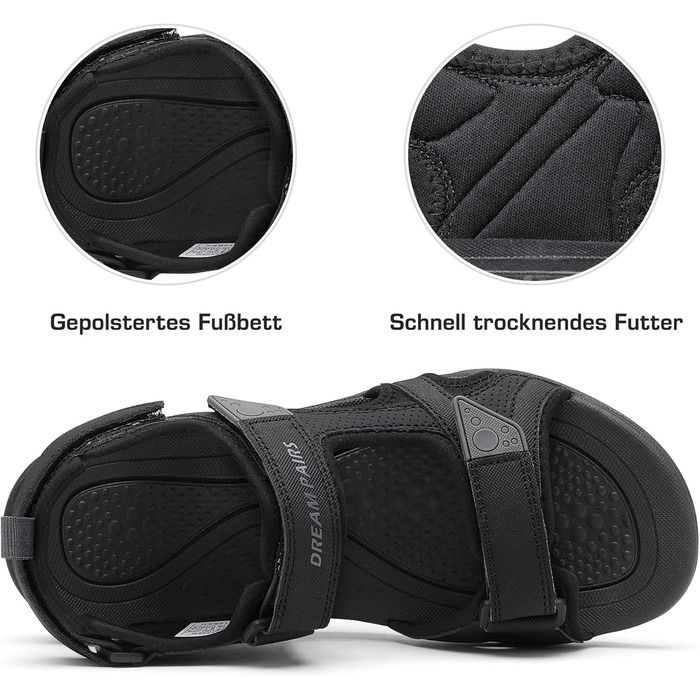 Чоловічі спортивні сандалі DREAM PAIRS Sdsa228m, 46 EU, чорні