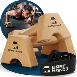 Дерев'яні упори для віджимань BARE HANDS S – нековзні, ергономічні, для віджимань і стійки на руках, кросфіт, каллістеніка, для дому та вулиці