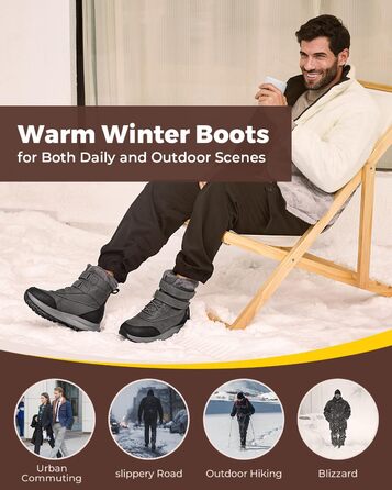 Черевики зимові чоловічі FitVille широкі (X-Weit) теплі водонепроникні сірі (42.5 EU)