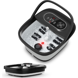 Електрична ванночка для ніг Snailax з масажем та підігрівом, 14 режимів нагріву, ролики Shiatsu, бульбашки, червоне світло, таймер, складна, чорна