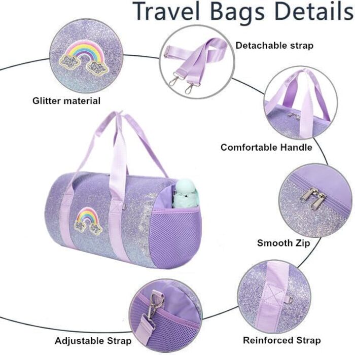 Дитяча танцювальна сумка Jumpopack з блискітками, балетна сумка-рюкзак через плече, водонепроникна, веселка