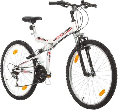 Складаний велосипед Probike Multibrand 26 дюймів, 18 швидкостей, повна амортизація, для чоловіків, жінок та підлітків, чорний з червоним, зріст 160-180 см