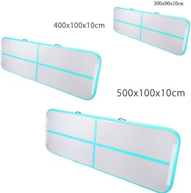 Air Track 6м для гімнастики та йоги з електричним насосом, килимок для тренувань 600x100x10см, зелений, водовідштовхувальний