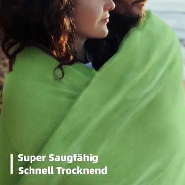 Набір рушників Damoguin 3шт: великий (180x80 см) та 2 маленькі (80x40 см) з мікрофібри. Швидковисихаючі рушники для спорту, пляжу, басейну та подорожей (зелені)