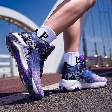 Баскетбольні кросівки для чоловіків великих розмірів, високі, дихаючі, з неслизькою підошвою, зносостійкі, для відскоку, стильні, спортивні тренувальні черевики 41 EU фіолетовий