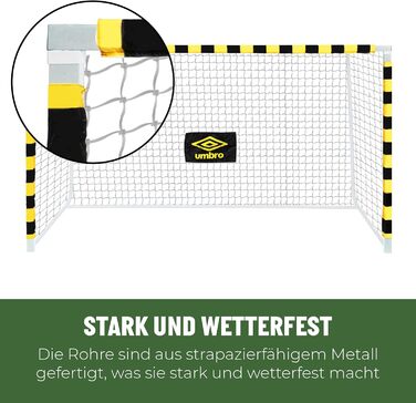 Футбольні ворота Umbro 300x200x110 см для саду і тренувань, металеві, чорні/жовті, для дітей і дорослих