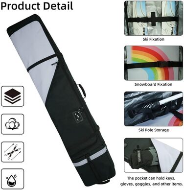 Чохол для сноуборду AUMTISC, водонепроникний, чорно-синій, для сноубордів 155-180 см