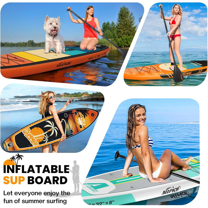 Надувний SUP-борд ALLPICK Premium з аксесуарами, тримачем для камери, регульованим веслом, для початківців та досвідчених, 200 кг, колір: Глибокий синій