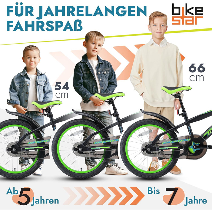 Дитячий велосипед BIKESTAR 18 дюймів для хлопчиків і дівчаток від 5 років Urban Jungle