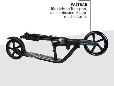 Самокат HUDORA BigWheel 205 для міста, складаний, з замком, регульований, для дітей і дорослих, до 100 кг, від 6 років