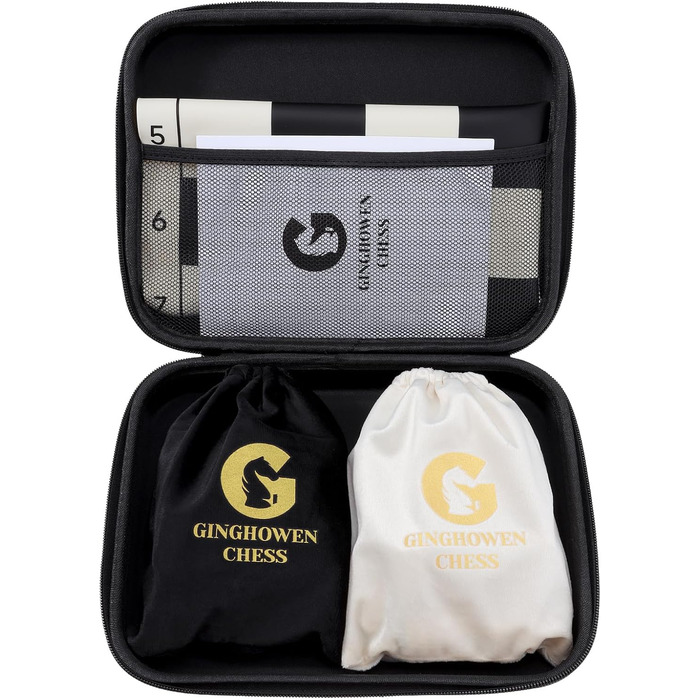 Набір шахів зі складною дошки з силікону, 50,8 см, фігури з вагою, висота короля 9,8 см, 2 додаткові королеви, складана дошка, портативний набір для подорожей та турнірів, з сумкою