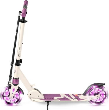 Електросамокат Movino City Light для дітей та підлітків, 180 мм колеса, амортизатори, регульований кермо, бежево-фіолетовий