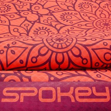 Йога мат SpoKey Mandala, 183x61x0.4 см, червоний, екологічний TPE, для йоги, пілатесу, фітнесу, гімнастики