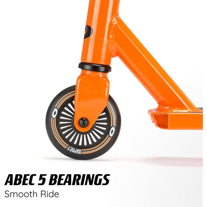 Самокат трюковий Osprey Stunt Pro 360° для дітей та дорослих, з підшипниками ABEC 5, помаранчевий