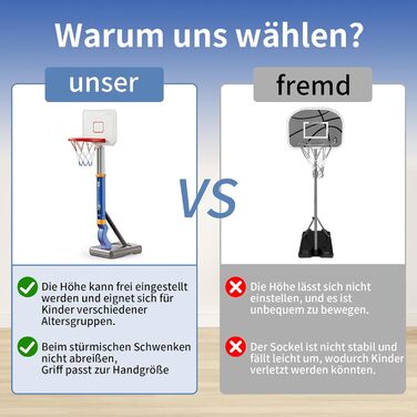 Баскетбольний кошик Kinder з регулюванням висоти 75-138 см - портативний для хлопчиків та дівчаток від 3 років. Ігровий кошик для саду та приміщень