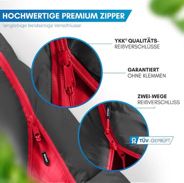 Сплячий мішок NORDMUT® для дорослих – компактний та ультралегкий (900/1500г) – для 3 сезонів (250 GSM) та літній (100 GSM) – спальний мішок-кокон для кемпінгу, відпочинку на природі та фестивалів (сірий, спальний мішок для 3 сезонів)