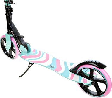 Самокат Raven Zea Mint/Pink для дорослих і дітей, складний, 200 мм, з ручним гальмом, дзвіночком і тримачем для пляшки, міський кік-скутер