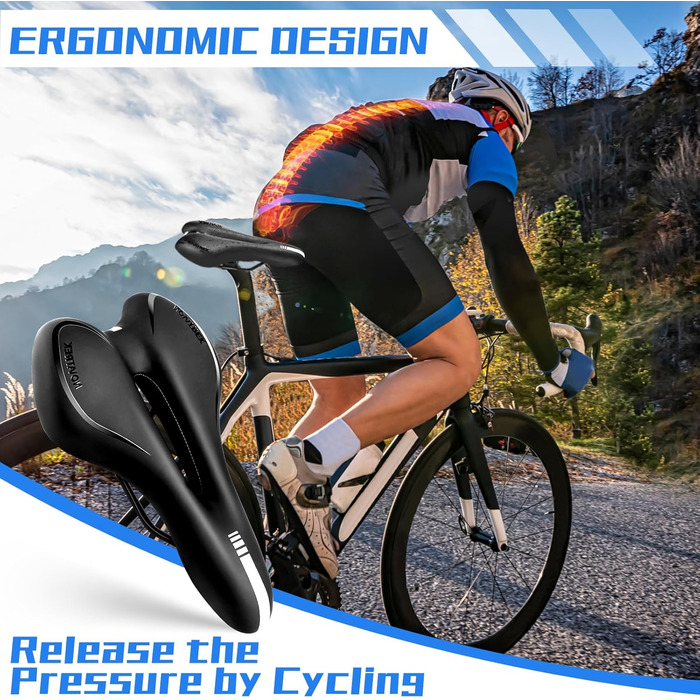 Зручний велосипедний сідло з гелевою подушкою: ергономічний, водонепроникний, амортизуючий, дихаючий для чоловіків та жінок. Підходить для MTB, шосе, city, електровелосипедів