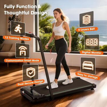 Бігова доріжка Alphaflow для дому та офісу, складана Walking Pad з нахилом 4%, LED-дисплеєм та пультом керування