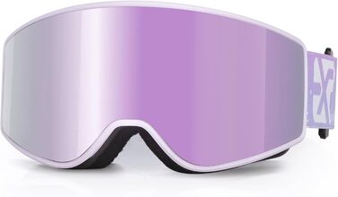 EXP VISION Лижна маска з антифогом, набір для батьків і дітей, 100% UV захист, OTG сноуборд-окуляри для чоловіків, жінок, підлітків і дітей, бузкова