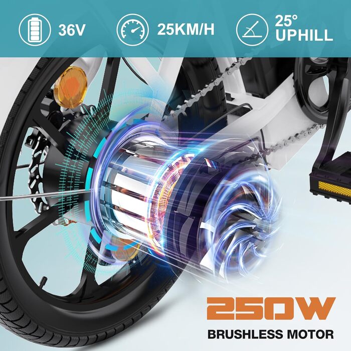 Складаний електровелосипед COLORWAY BK5 16”x2,125”, міський eBike з педальною підтримкою, 2 режими, акумулятор 36В 8,4А·год, мотор 250Вт, для дорослих, унісекс