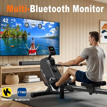 Магнітний гребний тренажер MettleMatic для дому, складаний, 16 рівнів, Bluetooth, до 150 кг,