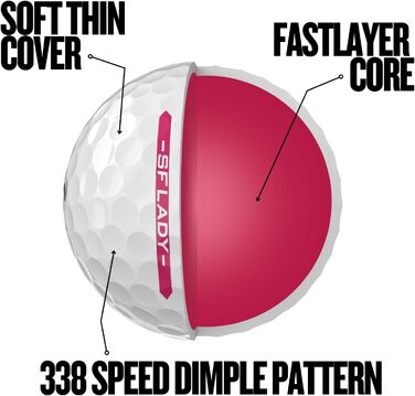 Гольф м'яч Srixon Soft Feel Lady 8 & 9 | Для жінок | Низька компресія, легкий старт | М'яка текстура | Ідеально для помірних ударів та підвищеної точності, білий