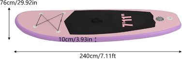 Надувна SUP-дошка Begoniape для веслування стоячи, комплект: регульоване весло, ручний насос, швидкий злив повітря, вантажопідйомність 150 кг, розмір 240×76×10 см, рожева