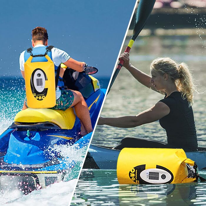 Водонепроникний рюкзак Qoolife з Bluetooth-динаміком 20L (жовтий)