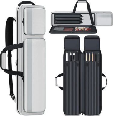 Чохол для більярдних київ Billardstocktasche: м'який, з декількома кишенями для 4 руків'їв та 5 концов, з рюкзак-лямками (сірий)