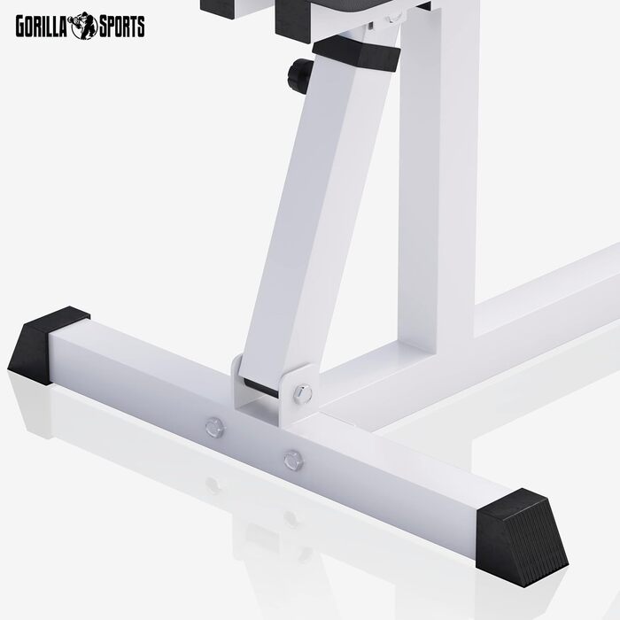 GORILLA SPORTS® Регульована лавка для жиму 200 кг, чорна/біла — тренувальна лавка, негативна, похила, універсальна для фітнесу вдома