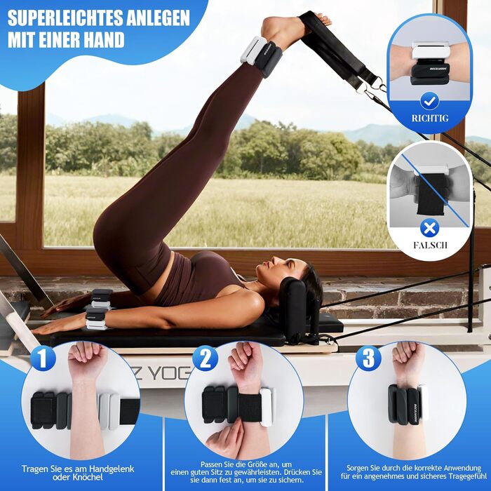 Важкі манжети для ніг BECOJADDE 0.45 кг / 0.9 кг (набір 2 шт.) для занять спортом, фітнесом, кардіо та силовим тренуванням. Чорний колір.