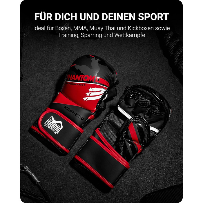 Боксерські рукавички Phantom Apex | Професійні рукавички для спарингу, бою, боксу, фріфайту (Raider - Чорний/Червоний, L-XL)