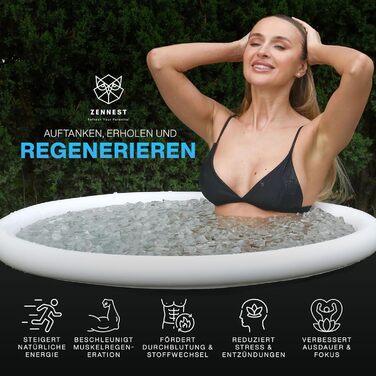 Ейстонне Зеннест - ванна для крижаних процедур 90см, XL, для дому та на відкритому повітрі. 6-шарова ізоляція, німецька інженерія, портативна ванна для дорослих. Електронна книга (Rund-light)