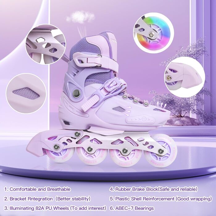 Дитячі ролики Kinder для дівчаток, регульовані, 4 розміри, для занять в приміщенні та на вулиці