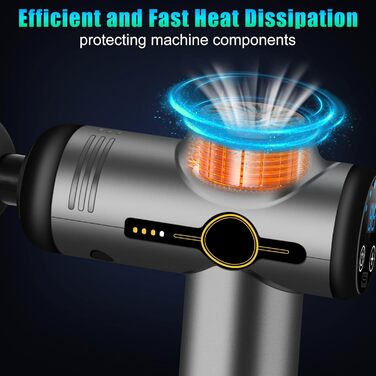 Міні-масажер AQXONG: портативний електричний масажний пістолет з LCD-дисплеєм, 99 швидкостей, 8 насадок, тиха робота 35dB, акумуляторний