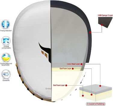 Mytra Fusion Box Pratzen - Рукавички для ударів Mytra Fusion Box, білі. Ідеально для боксу, муай-тай та інших видів єдиноборств.