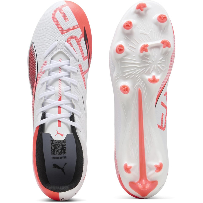 Кросівки футбольні PUMA Ultra 5 Play FG/AG (47 EU, Білий/Чорний/Червоний)