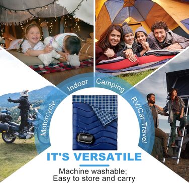 Спальний мішок для двох осіб, XL, Queen Size, для кемпінгу та походів, універсальний, легкий, водонепроникний, з компресійним мішком, чорний/зелений (темно-синій)