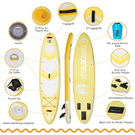 Надувний SUP-борд ZealWe для станд-ап паділбордингу: комплект з аксесуарами (алюмінієве весло, рюкзак, насос)