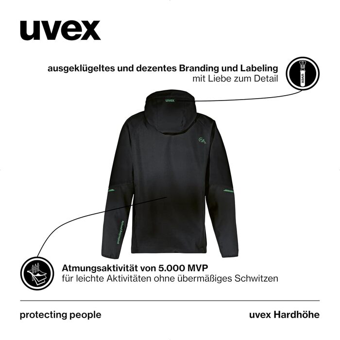 Чоловіча софтшелл куртка uvex Hardhöhe — водовідштовхуюча та дихаюча функціональна демісезонна куртка, чорна, розмір XL