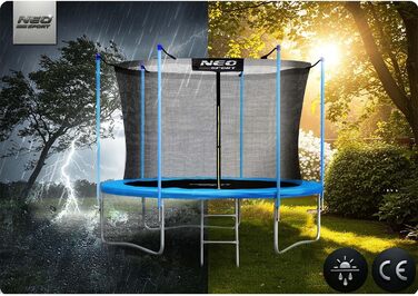 Батут Neo-Sport Outdoor для дітей з сіткою та сходами, 252 см