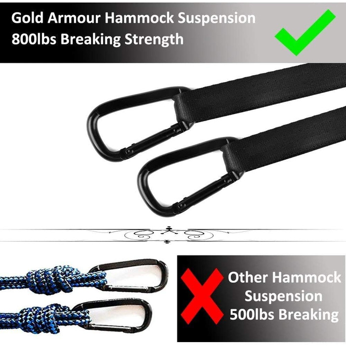Гамак для кемпінгу Gold Armour - легкий, на 1 особу, з 2 ременями та 10 петлями (3 метри), нейлон, для дітей та дорослих (фуксія/рожевий)