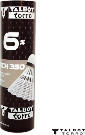 Набір тенісних м'ячів для бадмінтону Talbot Torro Tech 350, 6 шт., кошик: білий, швидкість: середній