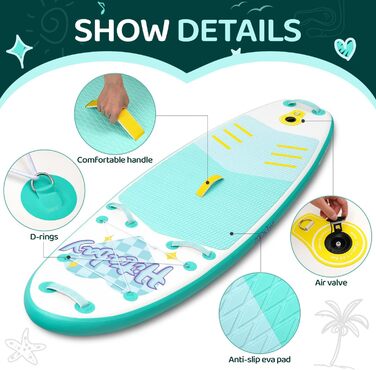 Надувне SUP-борд для дітей та підлітків: комплект з аксесуарами, 75/80/120 кг, м'ятно-зелений