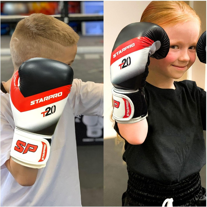 Дитячі боксерські рукавички Starpro T20 для маленьких рук - 6-10 років, чорний колір, 6oz