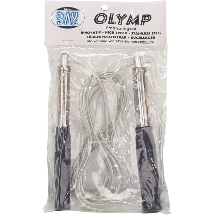 BAY® OLYMP Скакалка для стрибків зі сталі з підшипниками, регульована, 280-320 см. Ідеально для фітнесу, кікбоксингу, муай-тай
