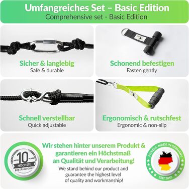 Слінгтренер Преміум, Made in Germany: Набір для силових тренувань вдома та на вулиці, з дверним кріпленням, постером та планом тренувань, 10 років гарантії