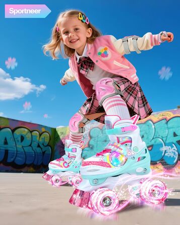 Роликові ковзани Sportneer для дітей з підсвіткою та захистом, розмір M (EU 33-36)